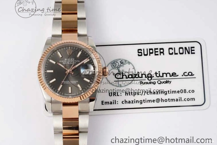 MiroTime 0414 Breathable DateJust 36mm DIWF 1:1 Best Edition 904L Steel Gray Dial on SS RG Oyster Bracelet SA 2310